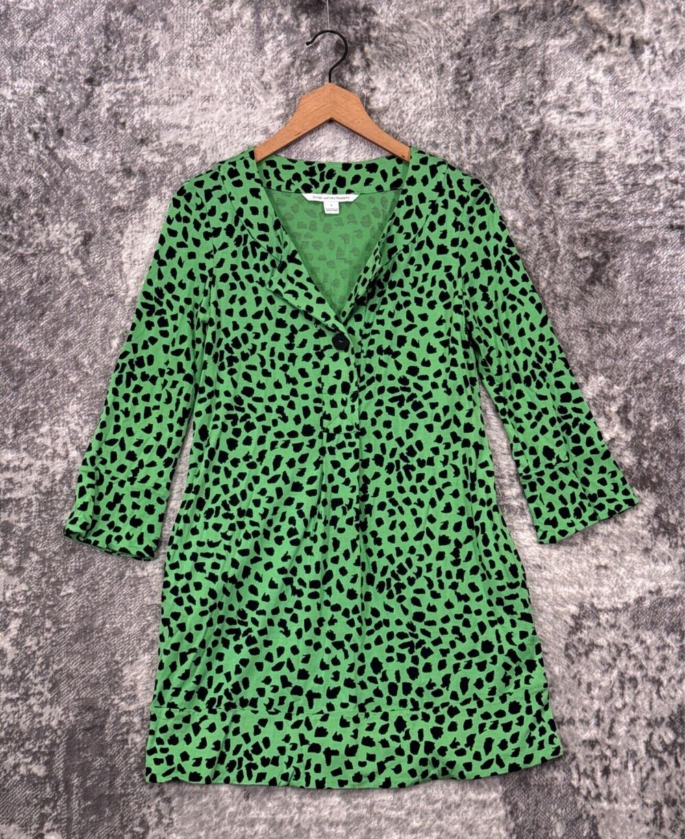 Diane Von Furstenberg Dress 2 Womens Silk Jersey Knit Retro Green